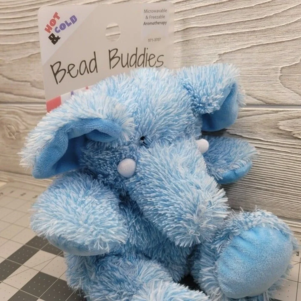 Bead Buddies Elephant‎ Aromatherapy Hot Cold Reusable Blue Plush Soft Animal 12